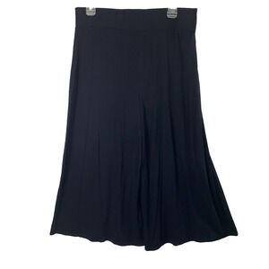 Chicos Wide Leg Pants Womens Medium Black Knit Slacks Pull‎ On Comfy